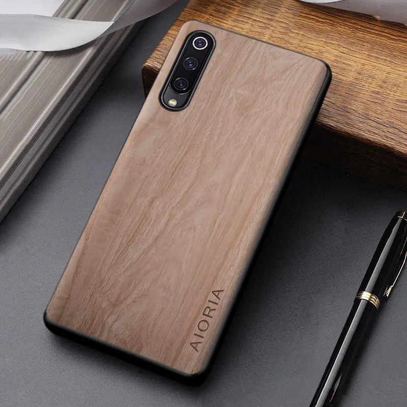 Case for Xiaomi mi 9 Lite mi9 se coque simple design durable lightweight wooden pattern pu leather phone case