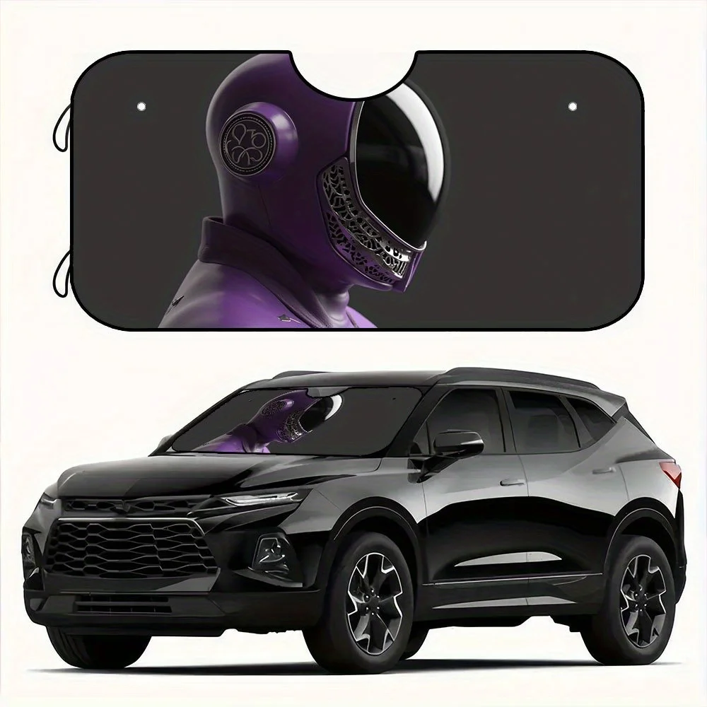 

1pc, Helmet Print Design Sun Visor Windshield Sun Shade With 4 Free Suction Cups Keep Your SUV Truck Cool Sun Shield For Heat
