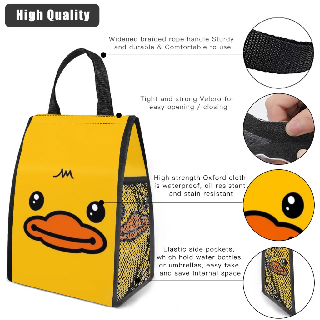 Petit Canard Jaune Thermique Isolé Lunch Bag, Portable Conteneur pour Camp, Boîte à Nourriture Multifonction