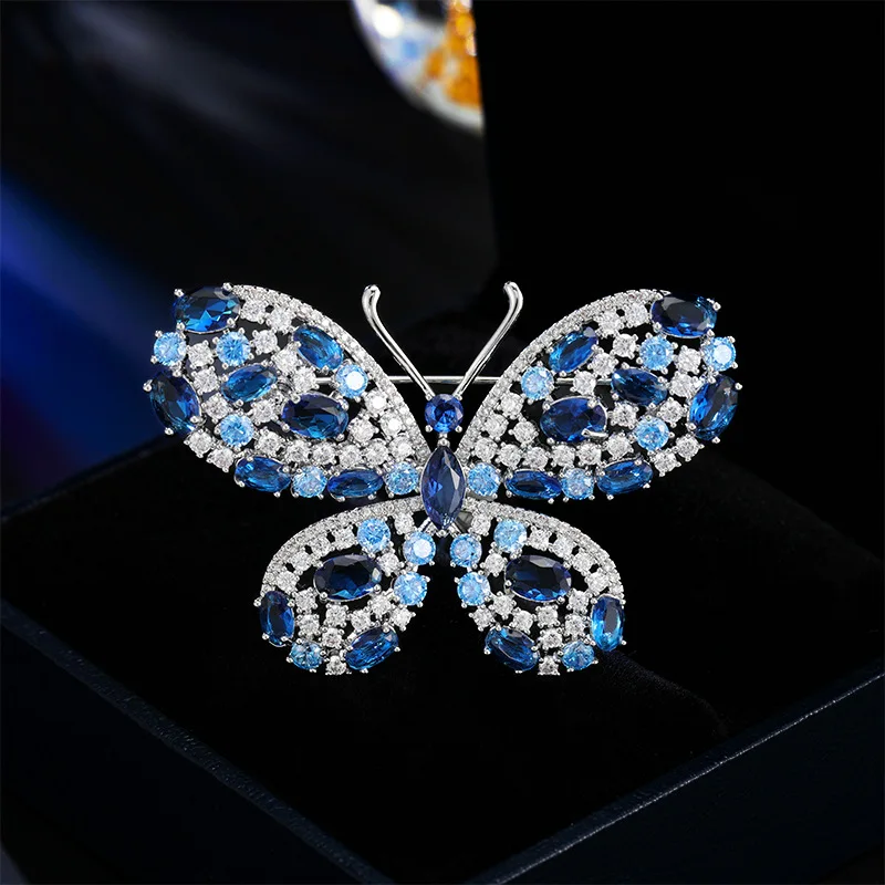 

Heavy Industry Micro-inlaid Zirconium Butterfly Brooch Fashion Light Luxury Corsage Women's Accessories