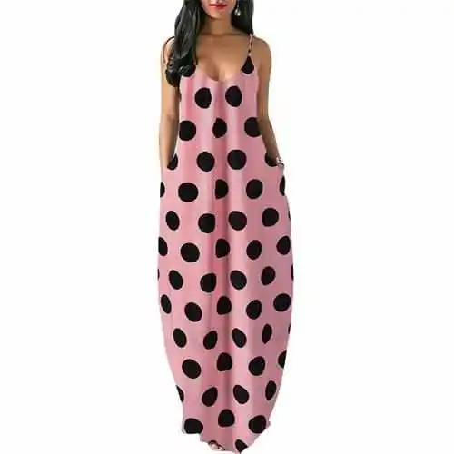 

Women's Korean Sweet Robe Casual Loose Polka Tank Dr Summer Outdoor Clothing Waterproof PVC Knitted Fabric Goretex