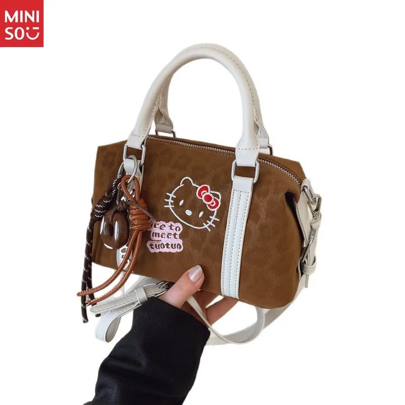 Miniso Hello Kitty Handbag 2025 New, Cute Cartoon Retro Pillow Bag, Crossbody Shoulder Purse