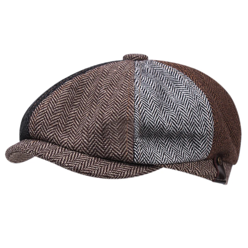 2022 new men\'s cotton colorblock newsboy hat painter hat ivy driver driver hat wholesale