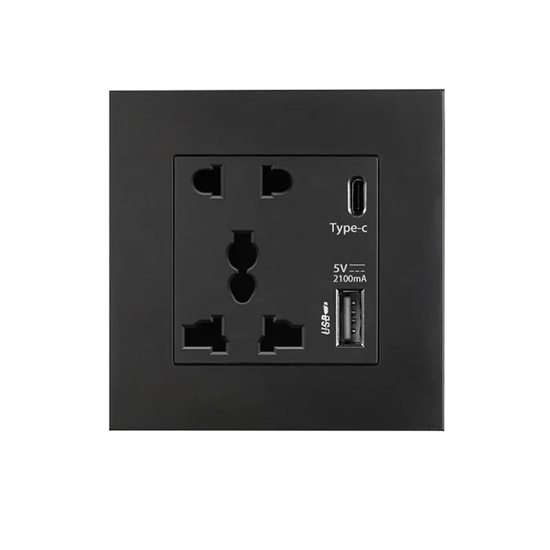 مقبس شحن سريع عالمي 18 وات من النوع C 5 سنون، مخرج كهربائي على الحائط مع شاحن USB، قابس مقبس طاقة مزدوج ذكي أبيض #2