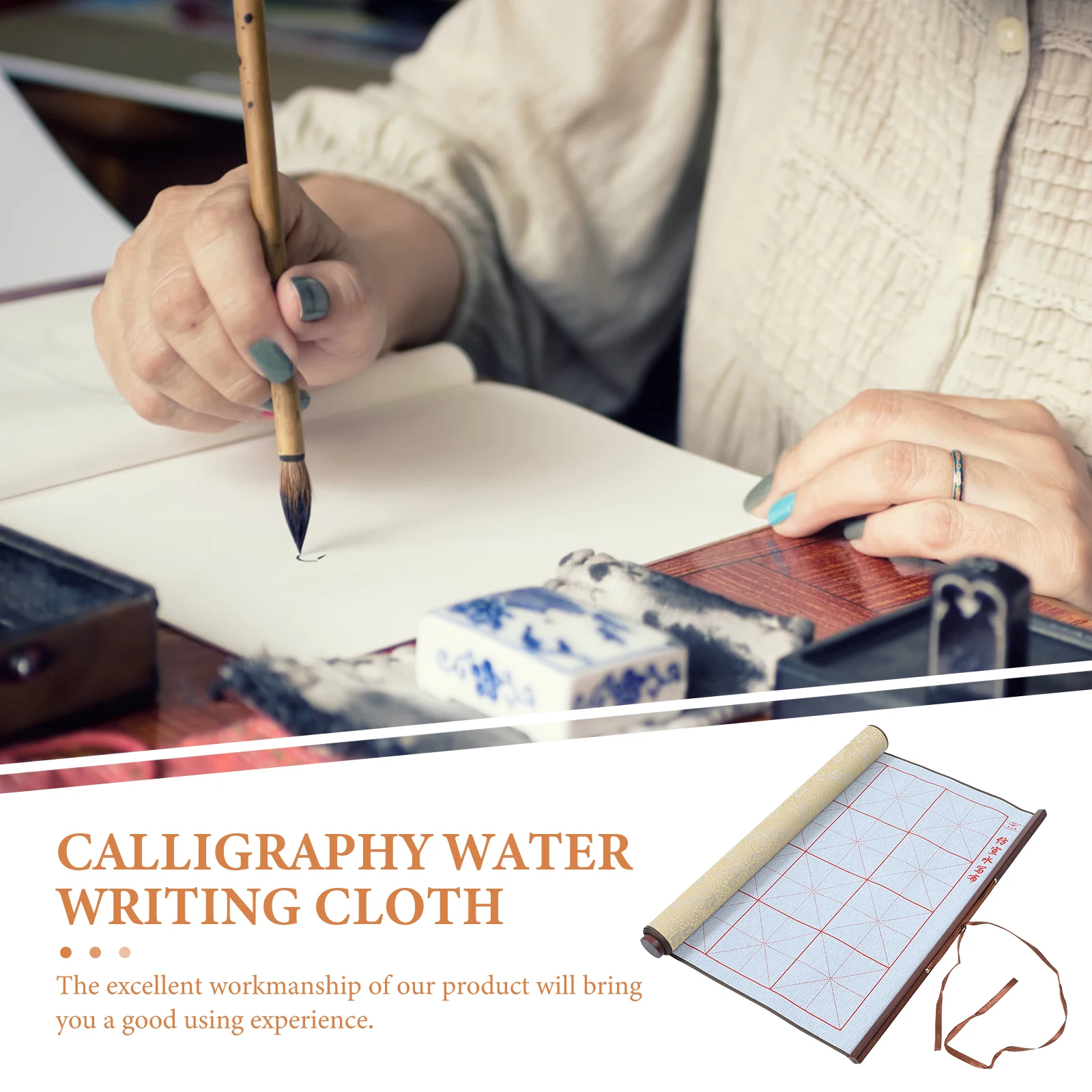 

1Pcs Chinese Water Writing Cloth Calligraphy Scroll Durable Ink Absorbent Art Practice Home Calligraphy Supply Handwriting