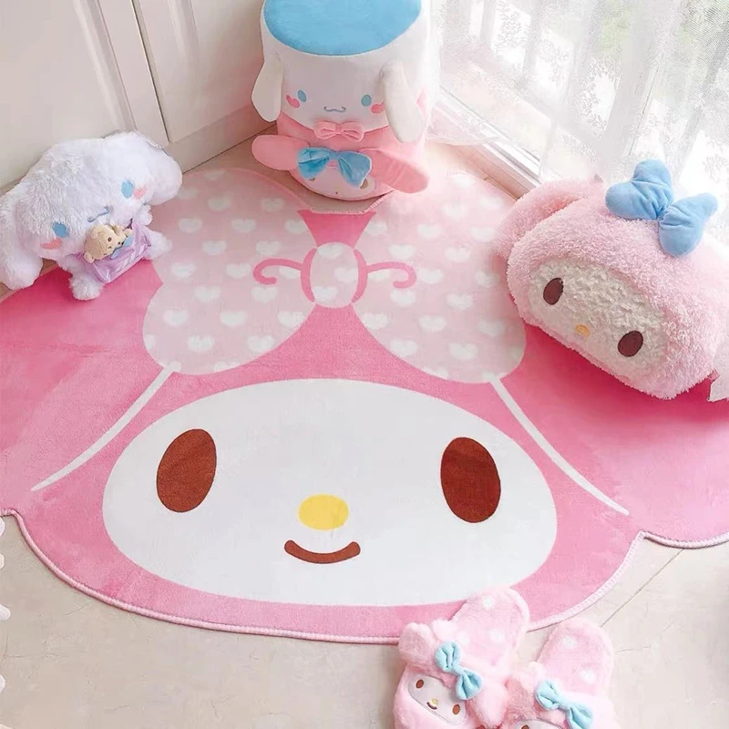 Sanrio My Melody Cinnamoroll Carpet Kuromi Bedside Blanket Floor Mat Dressing Table Cushion Bedroom Decorative Pashmina Carpet