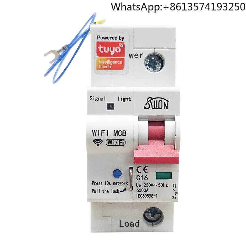 Tuya Smart Life Smart Wifi Single Phase Remote Control Din Rail Modular Miniature 1p Circuit Breaker