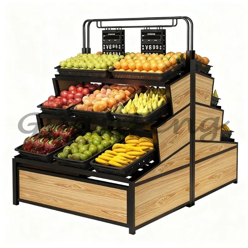 Commercial Fruit Vegetable Display Shelves, Retail Storage Rack for Supermarket, Mall & Produce Shop