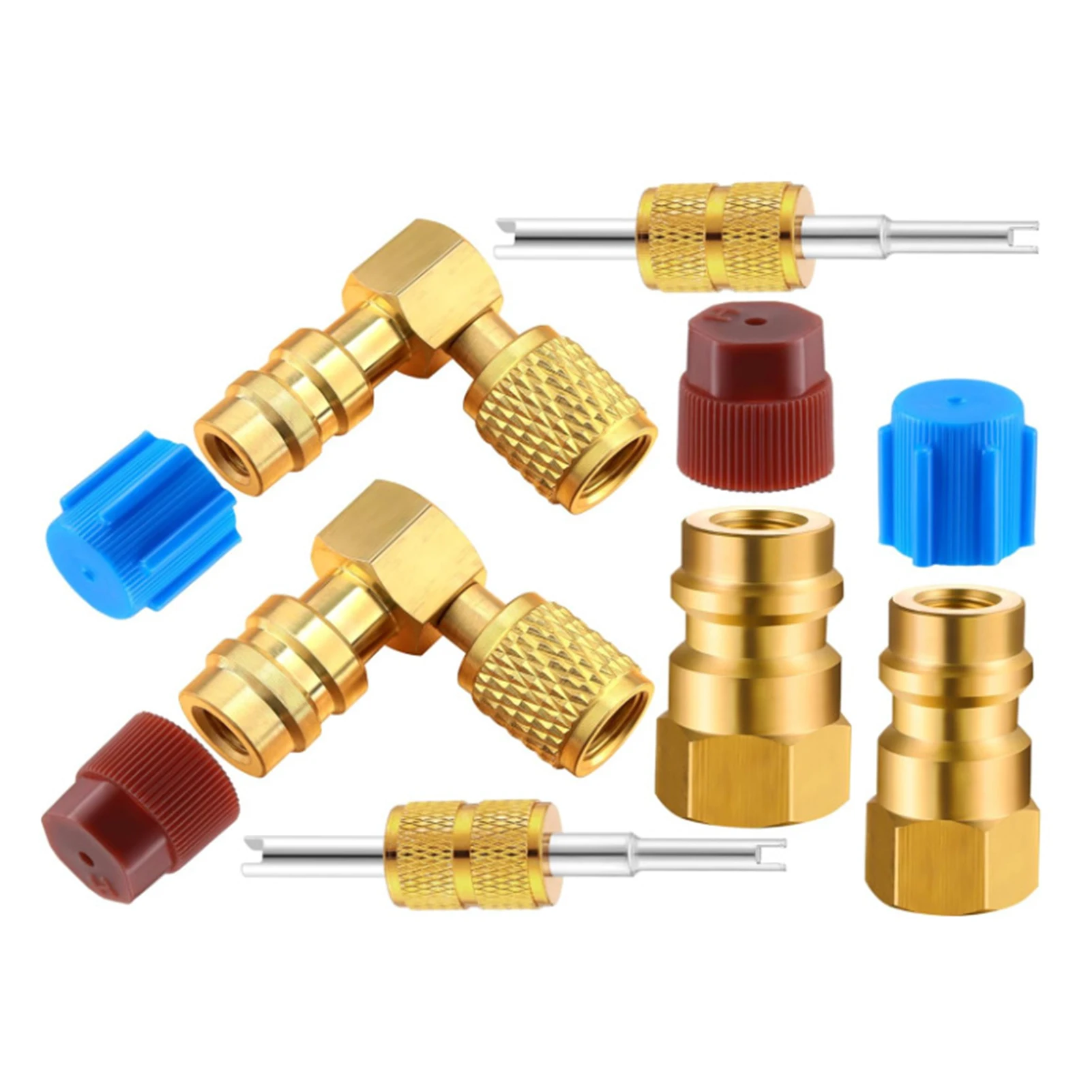 

AC R134A Adapters Kit Quick Coupler Valve Adapter R12 To R134a High/Low Pressure R12 To R134a Adapter Kit For Car Air