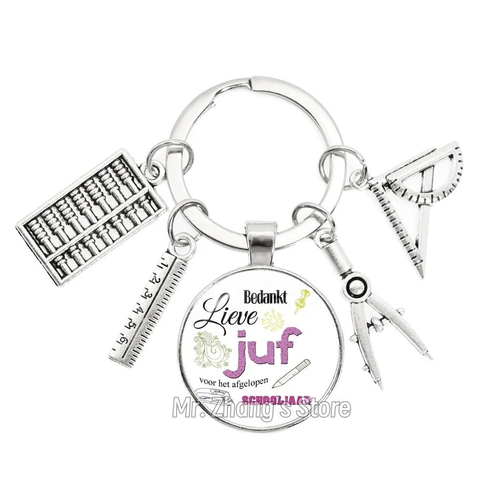 Nuevo Llavero de Cristal de 25mm para Maestra, Anillo Porta Llaves, Regalo de Agradecimiento para Maestra, Joyería