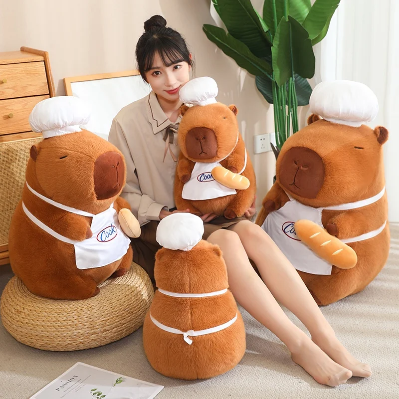 Chef Capybara Plush Doll Cute Capibara Soft Stuffed Animal Anime Fluffty Toy Kawaii Room Decor Kids Birthday Xmas Gift