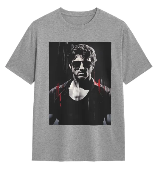 2025 الصيف سيلفستر ستالون الجرافيك طباعة الرجال تي شيرتات قصيرة الاكمام القطن الخالص تي شيرت Y2k Harajuku نمط ملابس علوية مريحة #4