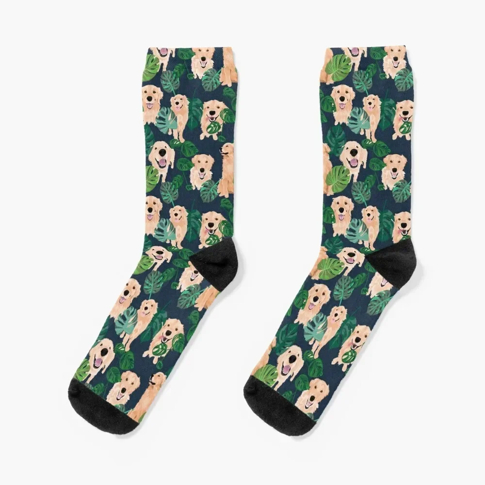 Golden Retrievers Tropical Socks floral summer Socks Man Women's