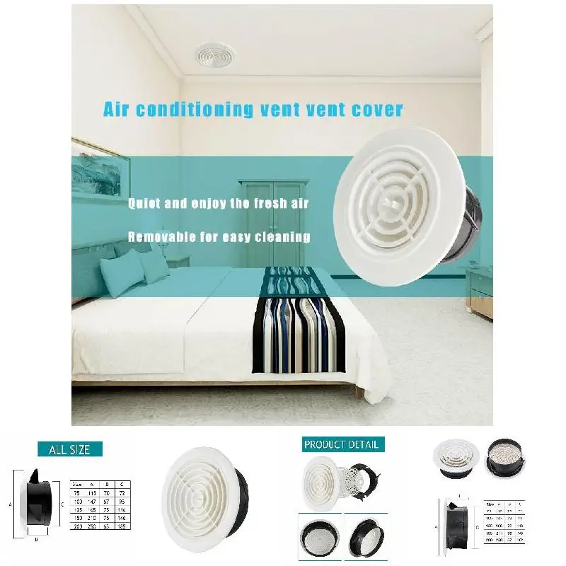 

Круглая вентиляционная решетка из АБС-пластика с регулируемыми жалюзи для ванной комнаты и офиса