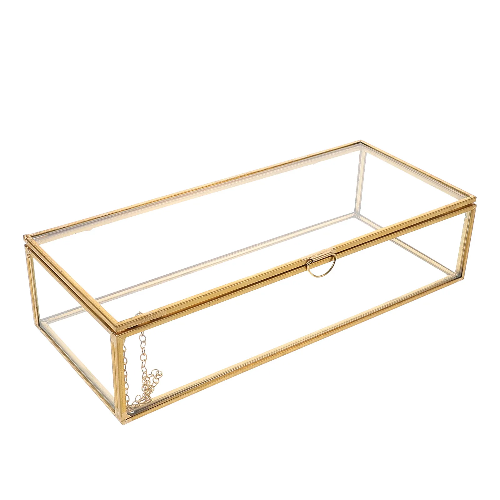 

Винтажная стеклянная шкатулка для украшений, прямоугольная прозрачная витрина с крышкой для колец, серег, ожерелий, мелочей, декор для дома и туалетного столика