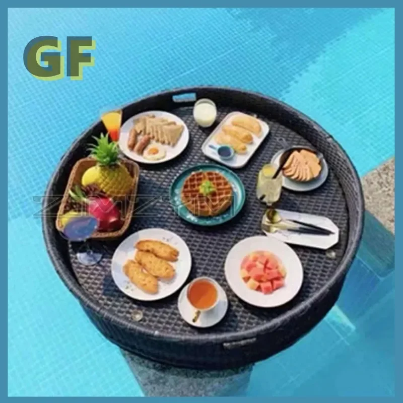 Bali Rattan Tablett Schwimmbad Schwimmendes Rattan Tablett Frühstück Nachmittagstee Speiseteller Hotel Rattan Korb