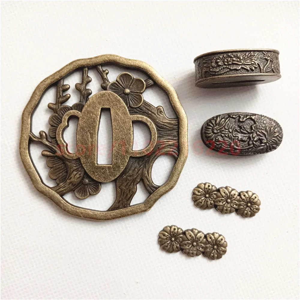 Красивая защитная накладка из сплава Tsuba, фучи Кашира менюки для настоящего японского самуай катаны, меч, фитинги, красивая фурнитура
