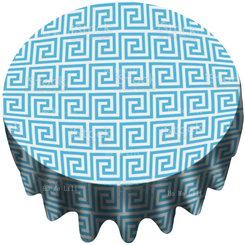 

Seamless Geometric Patterns Blue And White Fashion Repeated Lattice Round Tablecloth By Ho Me Lili For Tabletop Decor