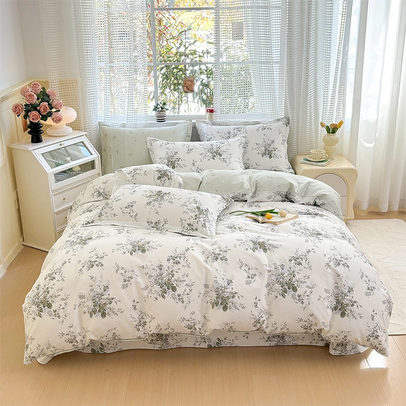 New 3pcs 100% Cotton  1pc Duvet Cover 2pcs Pillowcases Bedding Set  150/160/180/200/220cm Sizes High quality Printed Soft