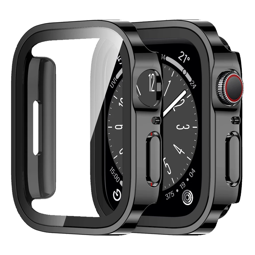 Glas abdeckung für Apple Watch Case Displays chutz folie 45mm 41mm 44mm 40mm 49mm Zubehör gehärtet iwatch Serie 9 8 7 se 6 5 ultra