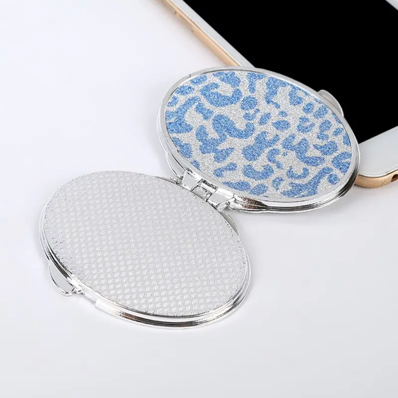 GU227 Round Glitter Mini Pocket Mirror Makeup Compact Foldable Double Dual Side Random