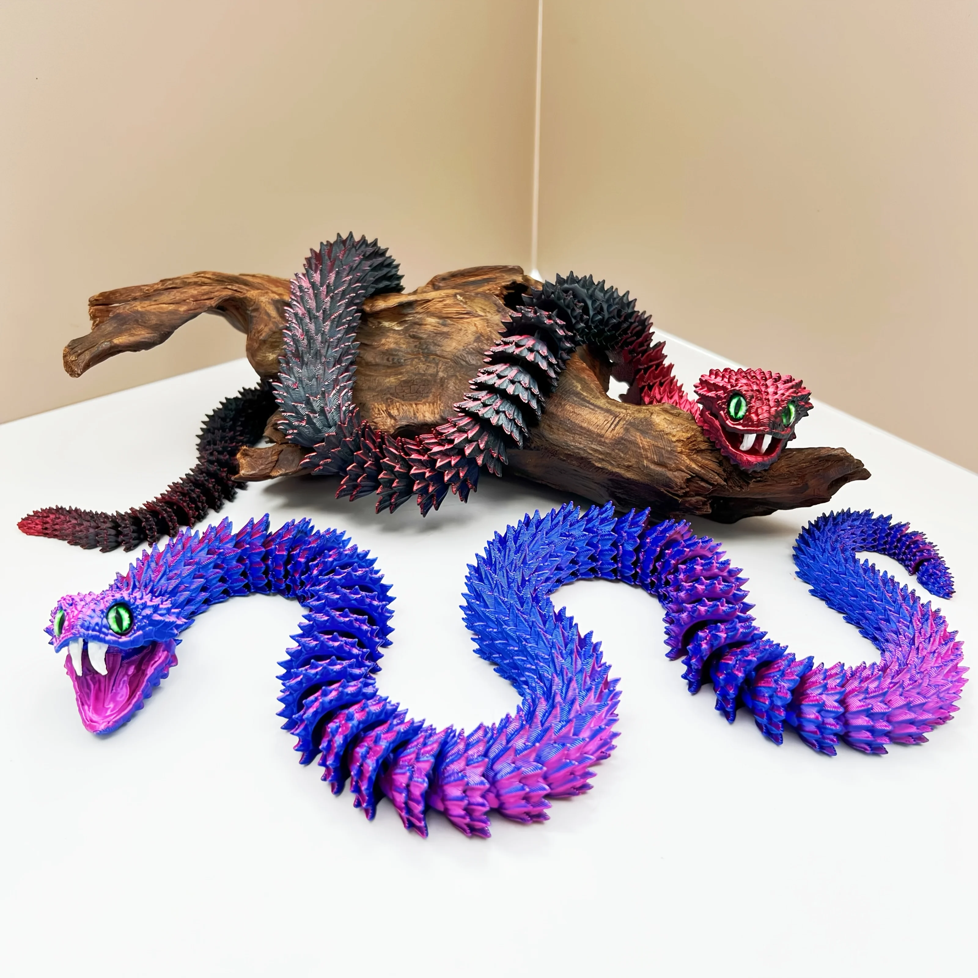 

3D Printing Fierce Fang Viper 23.62in Snake Gradient Cool Jungle Snake Home Office Statues Decoration Festival Home Furnishings