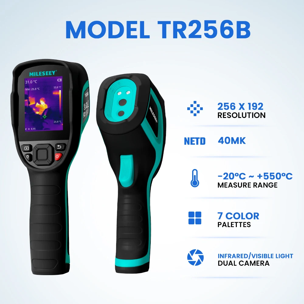 Mileseey High Precesion Thermal Camera, TR256B TR256E IR Resolution 256*192 50Hz , Handheld Thermal Imager For HVAC Repair