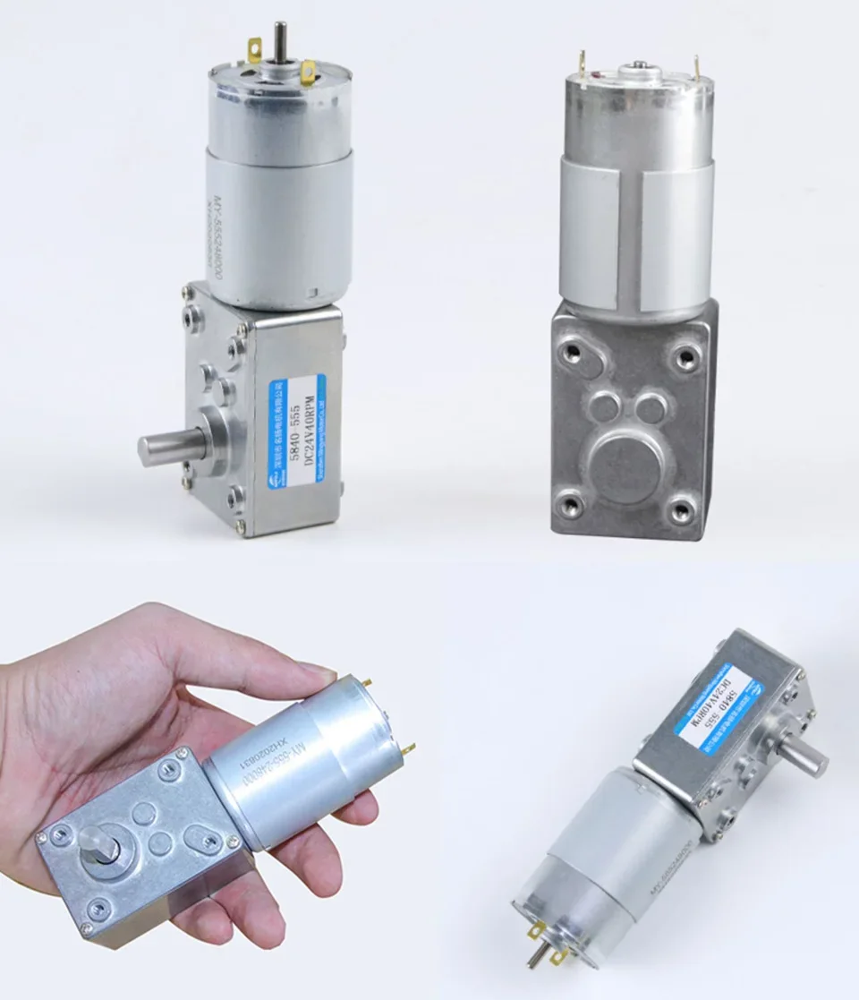 5840-555 Motore riduttore a vite senza fine turbo 12V24V Può commuta la regolazione della velocità avanti e indietro 11 giri/min-470 giri/min Motore CC spazzolato in miniatura