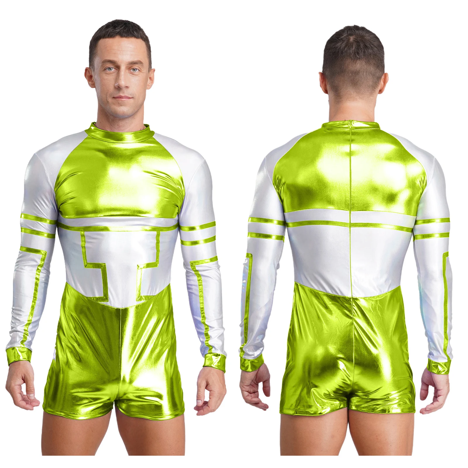 

Halloween Alien Galaxy Robot Cosplay Metallic Bodysuit Adult Men Carnival Astronaut Outer Space Themed Party Performance Suits