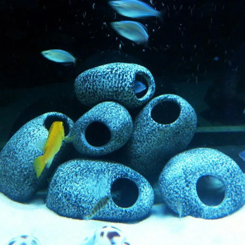 1Pc Cichlid Stone Cave Aquarium Fish Tank Pond Ornament Decoration Shrimp Breeding Ceramic