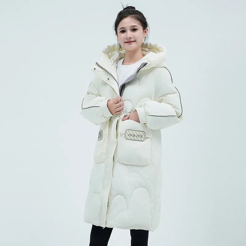 

Зимнее универсальное модное простое утепленное пальто средней длины, женская теплая хлопковая куртка свободного кроя, верхняя одежда с карманами на молнии