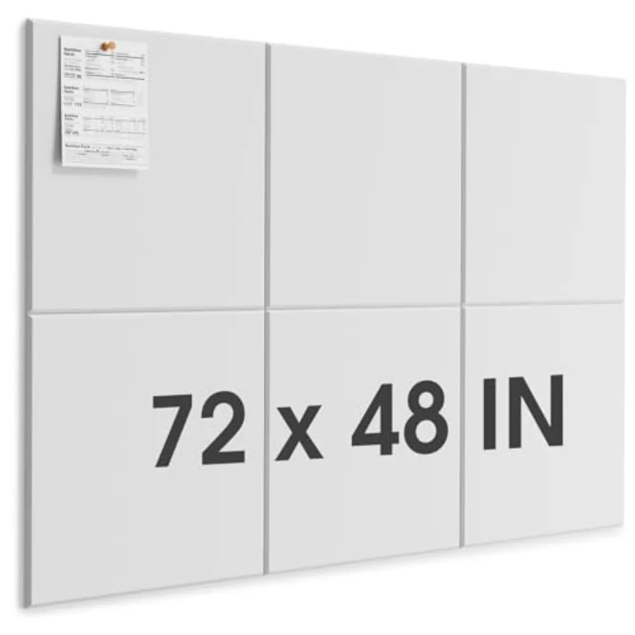 

Extra Large Cork Board for Wall 72" x 48" White Bulletin Board 6 Pack Felt Wall Tiles with Pushpins Cork Boards for Office Push
