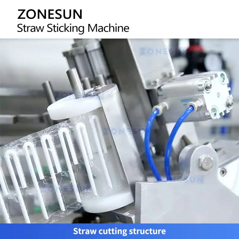 ZONESUN ZS-SZT1 Automatic Beverage Straw Sticking Machine High Speed Carton Box Straw Applicator Packaging Equipment