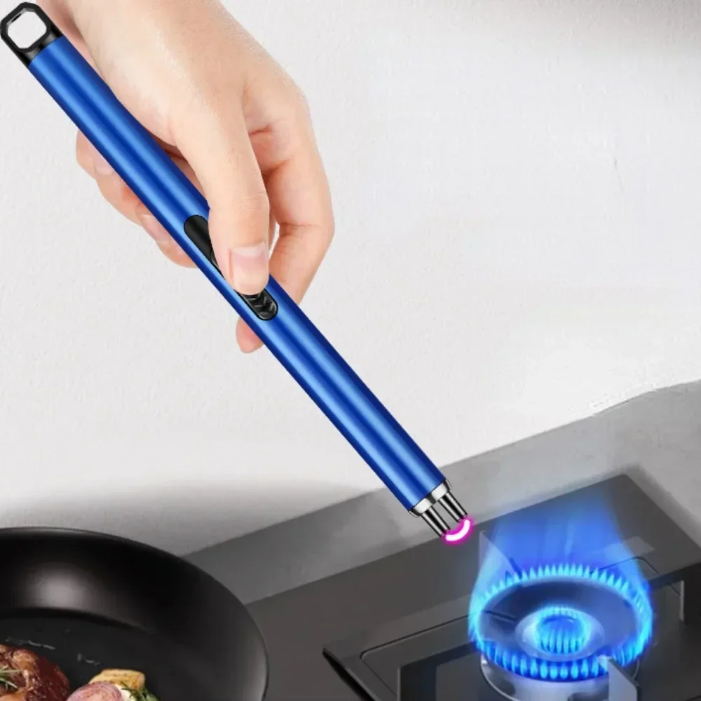 Long Electronic Arc Lighter Windproof Plasma Flameless USB Rechargeable Pulse Lighter for Kitchen Gas Stove Candle BBQ Fireworks