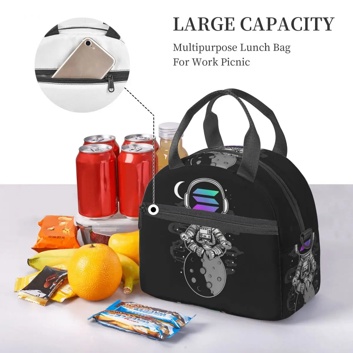 Solana Cryptocurrency - Solana SOL Insulated Lunch Bag for Women Bento Storage Food Boxes Cooler Thermal Lunch Box Tote