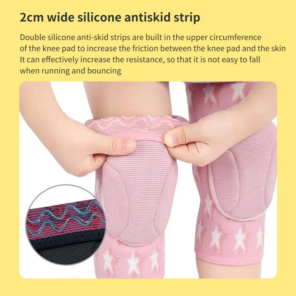 1Pc Knitting Knee Pad Soft Anti Slip Strip Support Knee Brace Anti-collision Shock Absorption Knee Protector for Kids