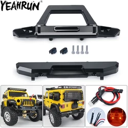 YEAHRUN Metal Front Rear Bumper with LED Lights for 1/24 RC Crawler Axial SCX24 AXI00002 Jeep Wrangler JLU Deadbolt Upgrade Part