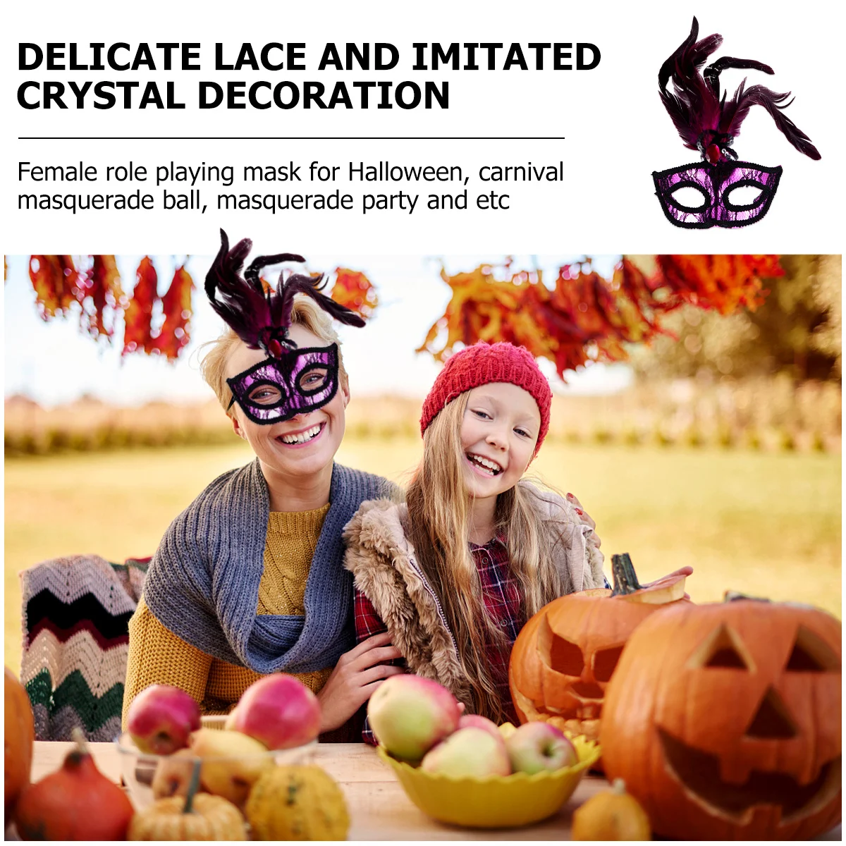 

1Set Half Face Lace Mask Plastic Halloween Costume Adjustable Ribbon Elegant Mysterious Party Photo Prop