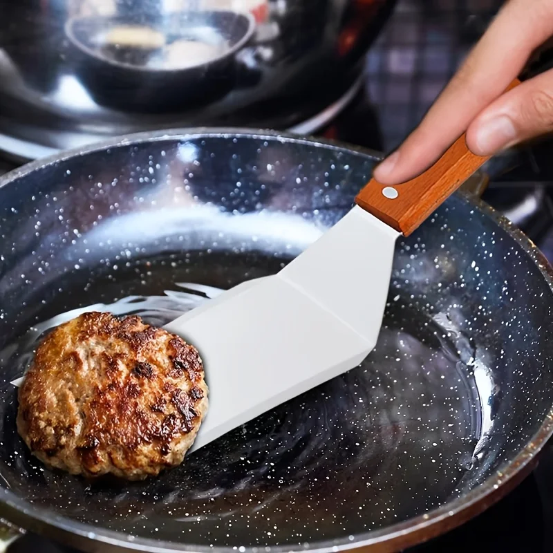 1pc Stainless Steel Frying Spatula Pancake Turner Steak Burger BBQ Grill Baking Pizza Home Kitchen Accessories Supplies Tools