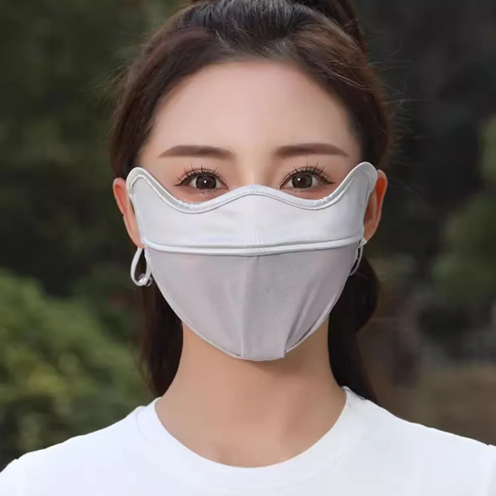 

Fashion Reusable UV Face Mask Summer Breathable Ice Silk Face Cover Washable Thin Cover Cycling Wind Shield Commuting