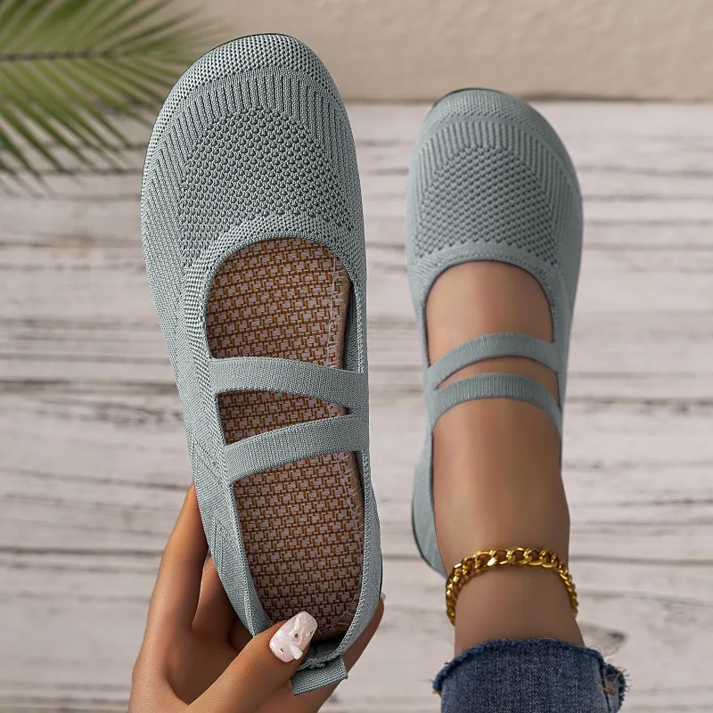 Women Shallow Mouth Air Mesh Single Shoe Lightweight Comfortable Casual Middle Aged and Elderly Mother's Shoes Female Flat Heels