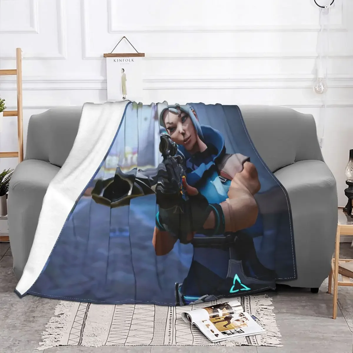 Valorant Jett Blanket Game Anime Flannel Funny Warm Throw Blankets for Chair Covering Sofa Spring Autumn