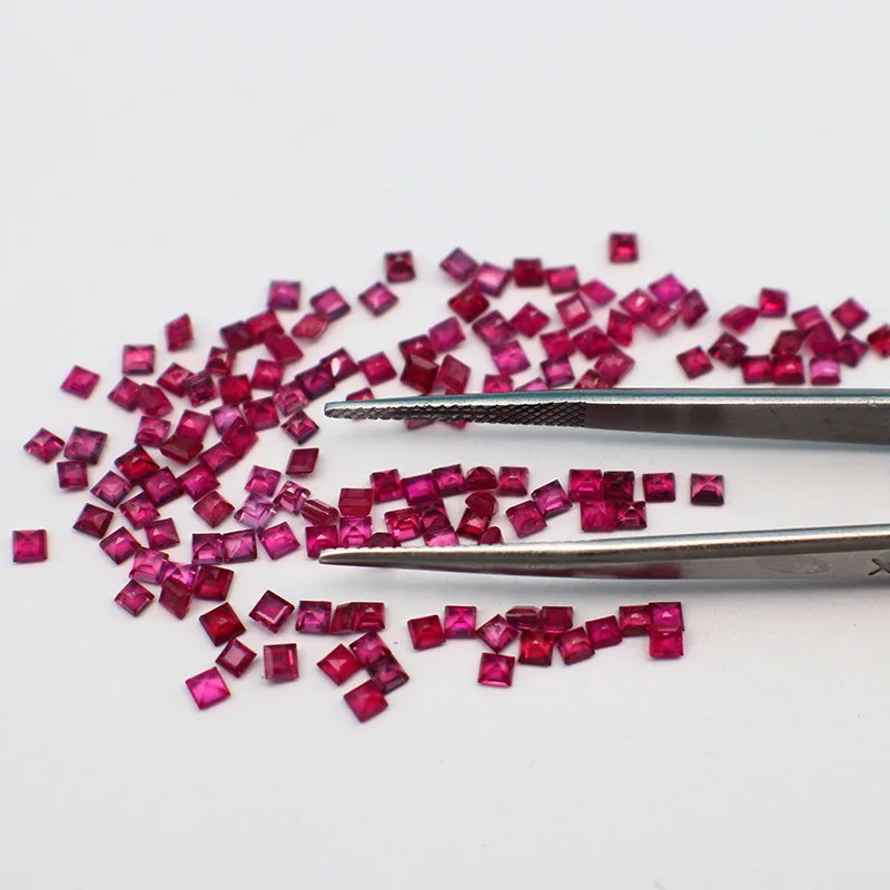 

2 шт./лот натуральный рубин квадратный 3*3 мм свободный рубин драгоценный камень для ювелирных изделий DIY
