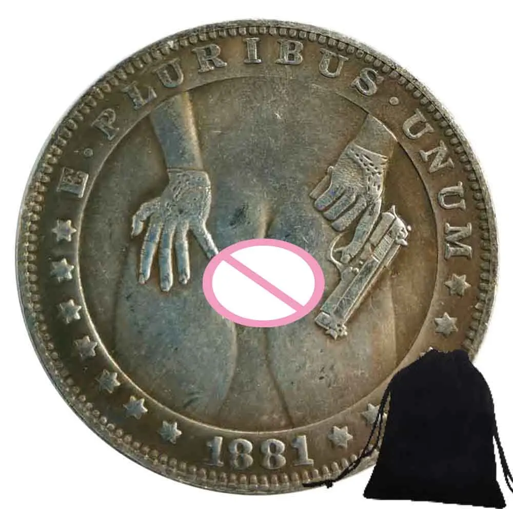 Luxury Liberty Romantic Girl Hobo Nickel Art Couple Coin/US Good Luck Pocket Badge Commemorative Morgan Coin+Gift Bag