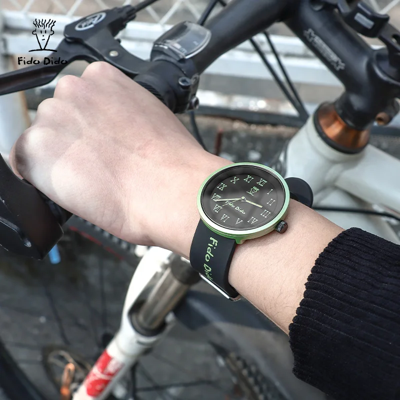 Fido Dido × Seven-Up Sports Watch - 50M Waterproof Silicone Strap | Luminous Quartz | Unisex Couple Watches | FD2362-1095