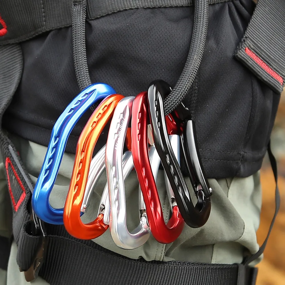 XINDA Professional Quality 22KN Rock Climbing Bent Quickdraw Spring-loaded Gate Buckle Aluminum Carabiner Outdoor Kits