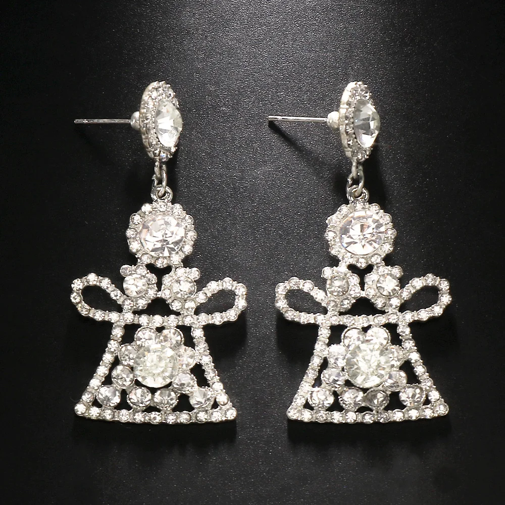 Stonefans Fashion Geometry Dangle Earrings Rhinestone Ear Jewelry 2024 Shiny Crystal Bridal Earrings Wedding Accessories Gift