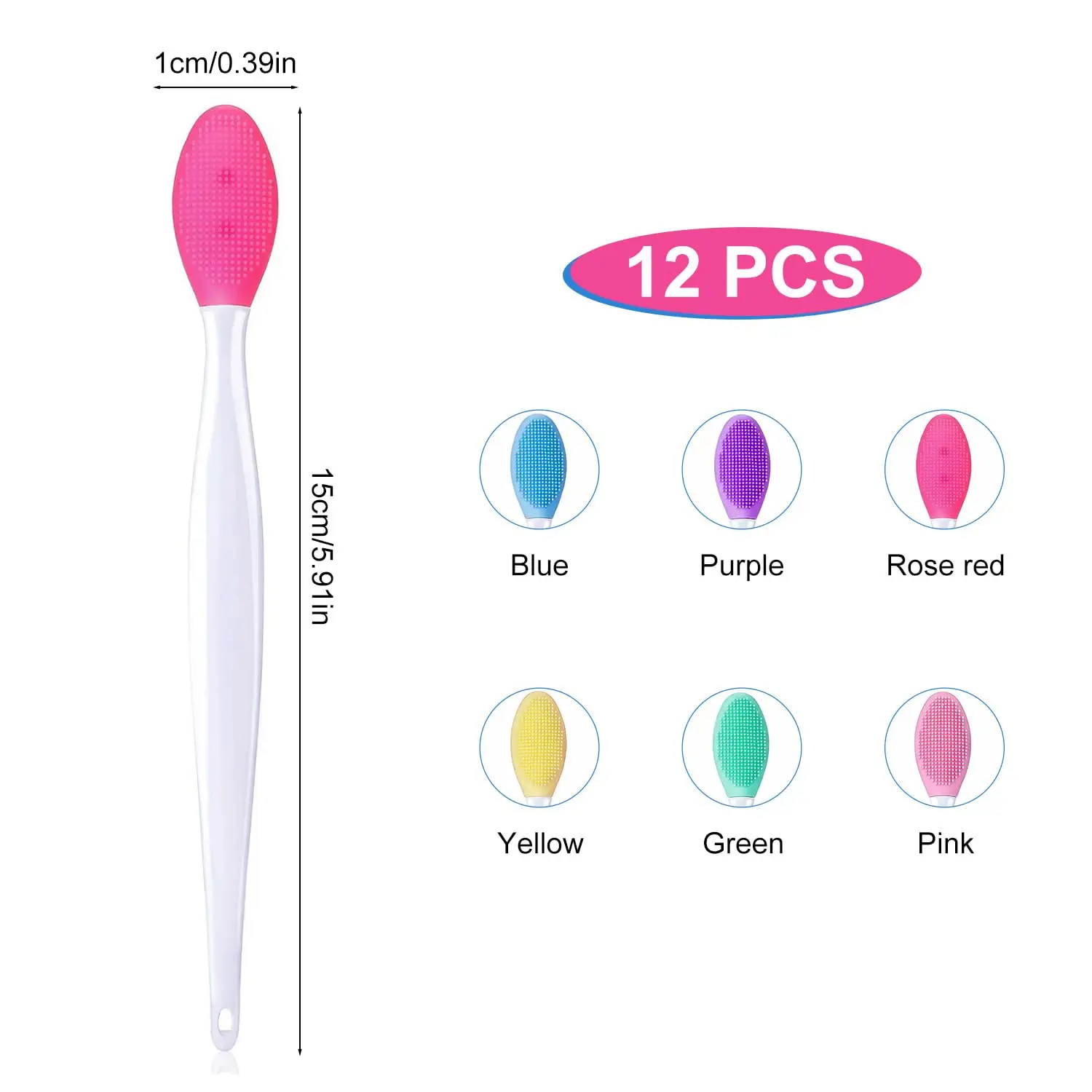 12 Stuks Siliconen Lip Scrub Peeling Borstel Set Lip Peeling Tool & Neus Porie Cleanser Zachte Comedondrukker Porie scrubber