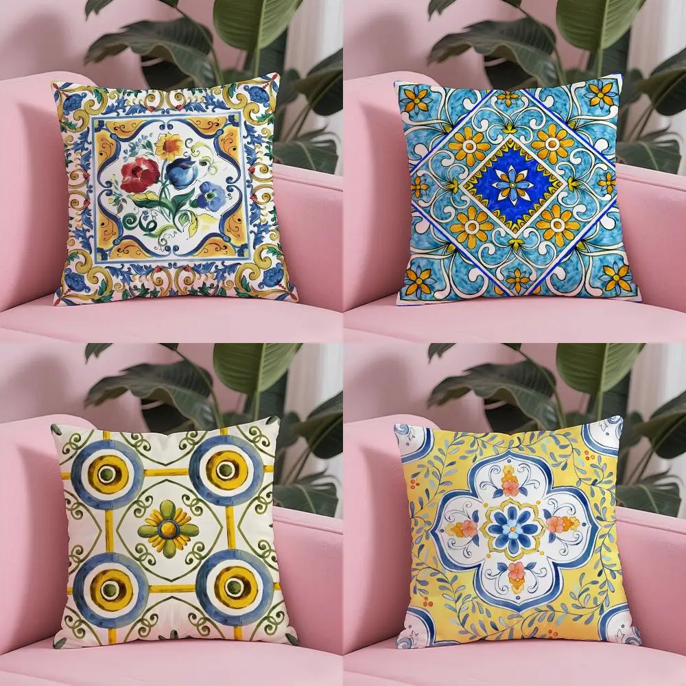 Exotic Tile Patterns Cushion Cover Sofa Cushion Cover Personalized Gift Living Room Home Decor Pillow