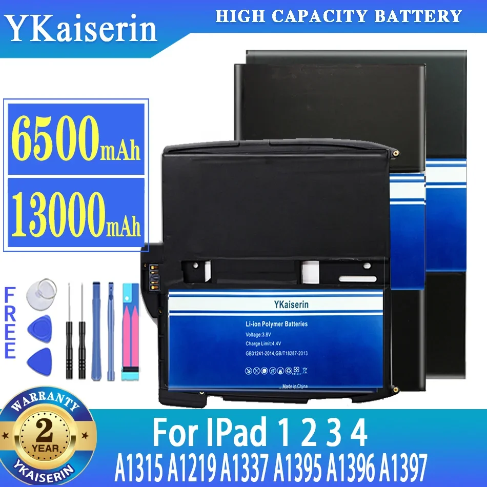 

YKaiserin Battery For IPad 1 2 3 4 A1315 A1219 A1337 A1395 A1396 A1397 A1403 A1416 616-0448